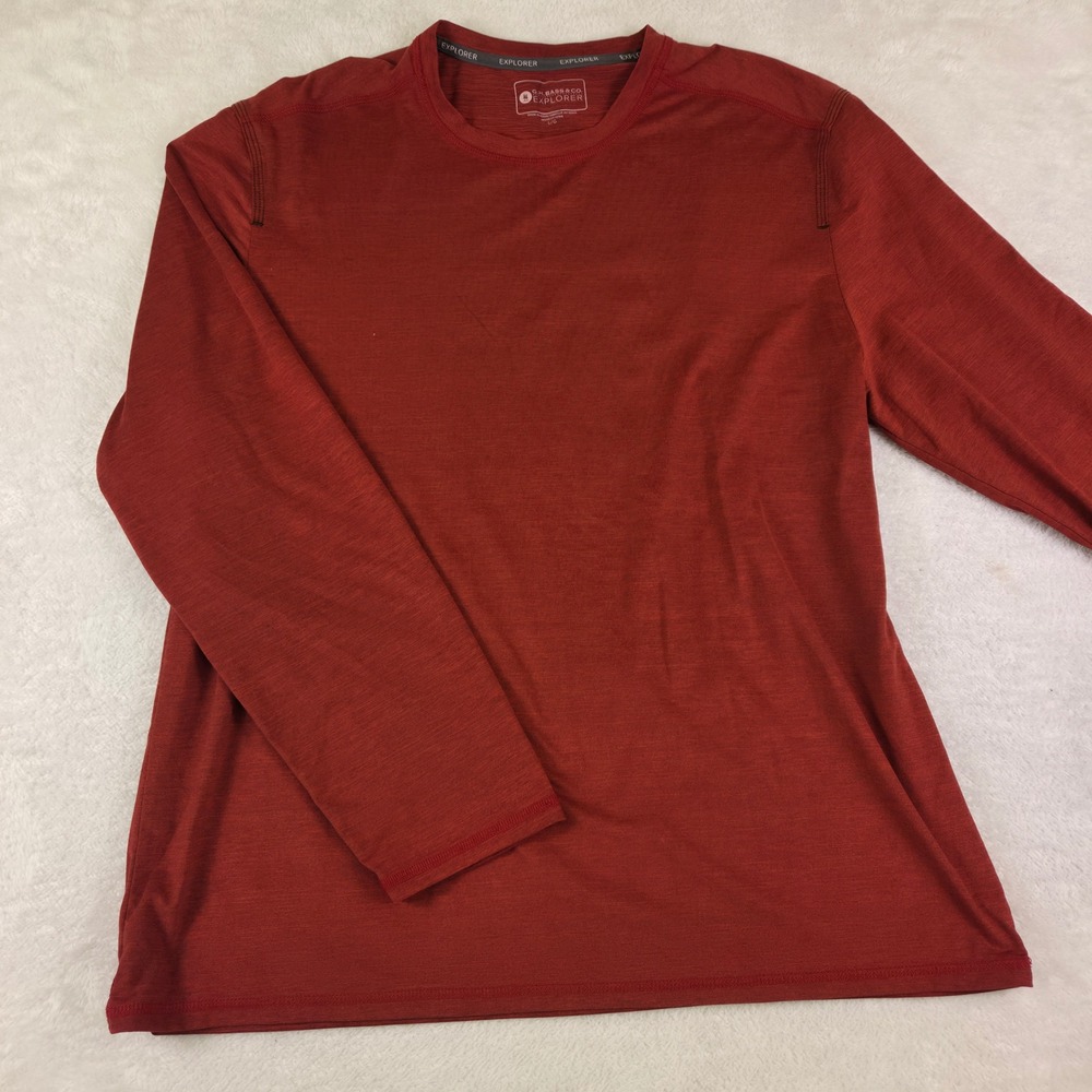 GH Bass & Co Explorer Mens Large Long Sleeve Performance Shirt Rust Red Heather